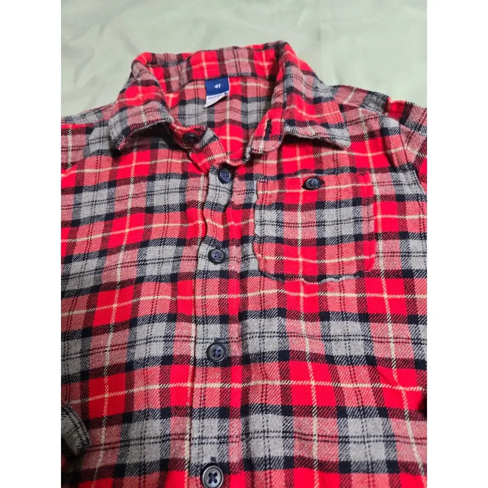 Old navy 4t boys plaid long sleeve button up flannel shirt